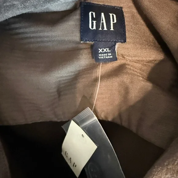 GAP Womens Faux Suede Utility Shirt Dress Mauve Brown XXL Puff Sleeve Mini - Picture 6 of 10